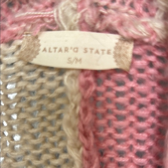 Altar'd State Pink and Cream Cardigan Sweater - Picture 2 of 2